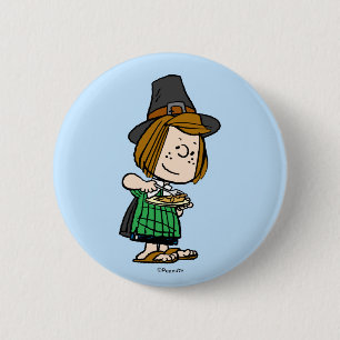 Peanuts   Thanksgiving Peppermint Patty 6 Cm Round Badge