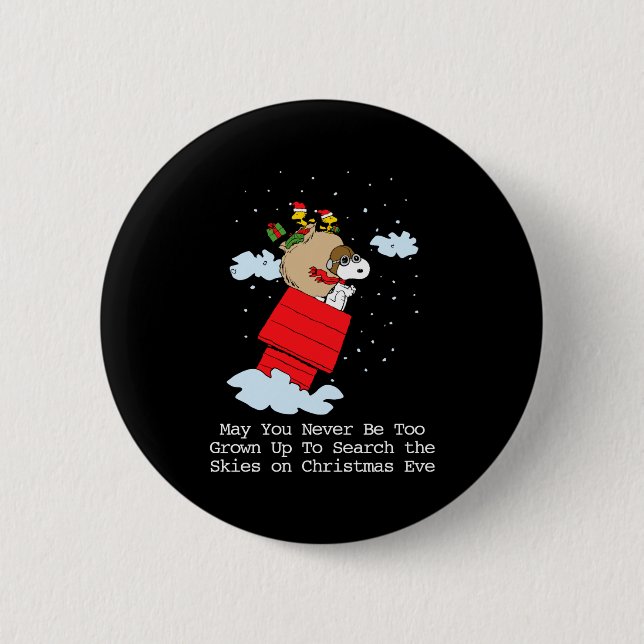 Peanuts The Flying Ace At Christmas  6 Cm Round Badge (Front)