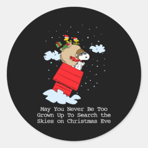 Peanuts The Flying Ace At Christmas Classic Round Sticker