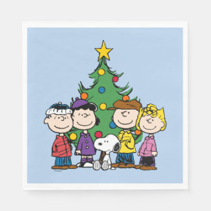 Peanuts   The Gang Around the Christmas Tree Napkin