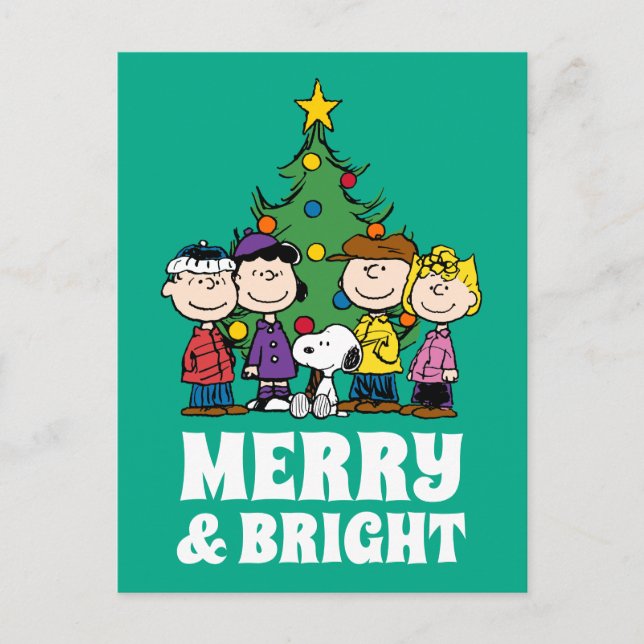 Peanuts | The Gang Around the Christmas Tree Postcard (Front)