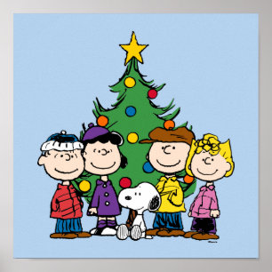Peanuts   The Gang Around the Christmas Tree Poster