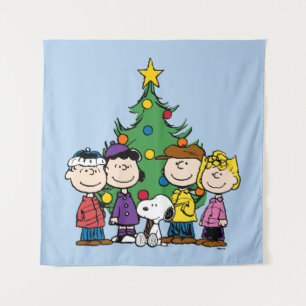 Peanuts The Gang Around the Christmas Tree Tapestry