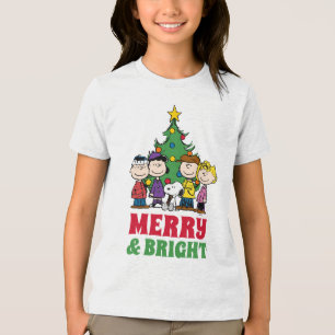 Peanuts   The Gang Around the Christmas Tree Tri-Blend Shirt