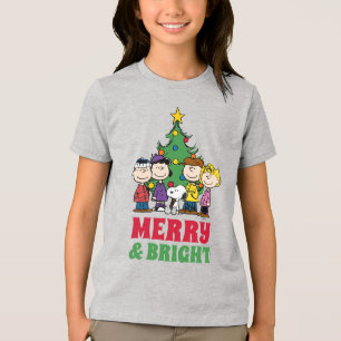 Peanuts   The Gang Around the Christmas Tree Tri-Blend Shirt
