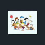 Peanuts | The Gang at the Pitcher's Mound Canvas Print<br><div class="desc">This design features the whole Peanuts gang at the baseball pitcher's mound.</div>