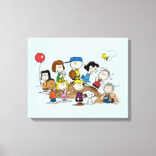 Peanuts   The Gang at the Pitcher's Mound Canvas Print