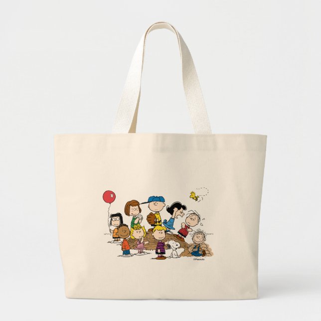 Peanuts | The Gang at the Pitcher's Mound Large Tote Bag (Front)