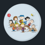 Peanuts | The Gang at the Pitcher's Mound Magnet<br><div class="desc">This design features the whole Peanuts gang at the baseball pitcher's mound.</div>