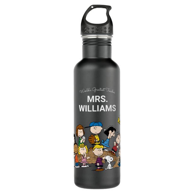 Peanuts | The Gang Greatest Teacher Personalised 710 Ml Water Bottle (Front)