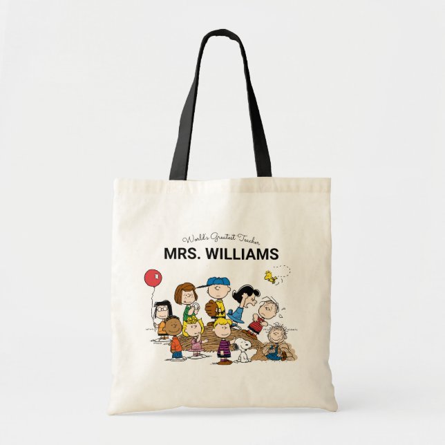 Peanuts | The Gang Greatest Teacher Personalised Tote Bag (Front)