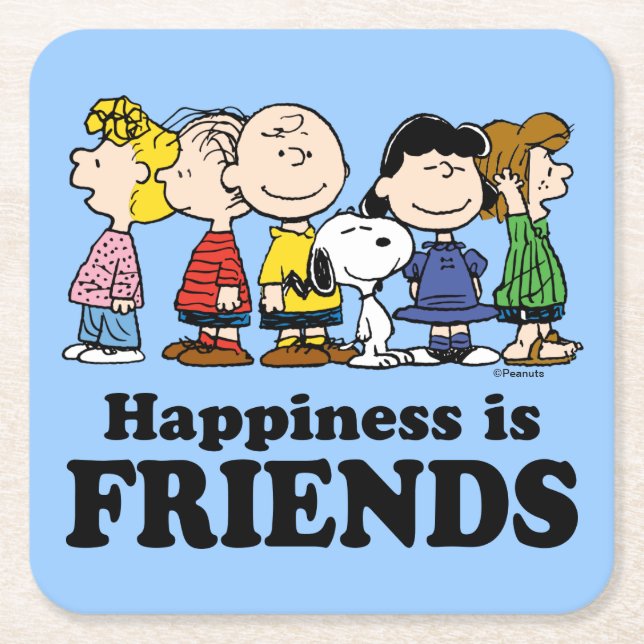 Peanuts | The Peanuts Gang Together Square Paper Coaster (Front)