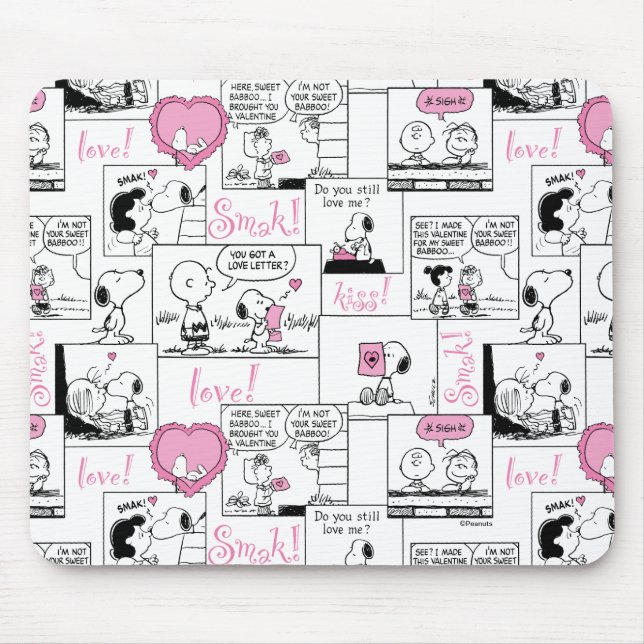 Peanuts | Valentine Heart Love Pattern Mouse Mat (Front)