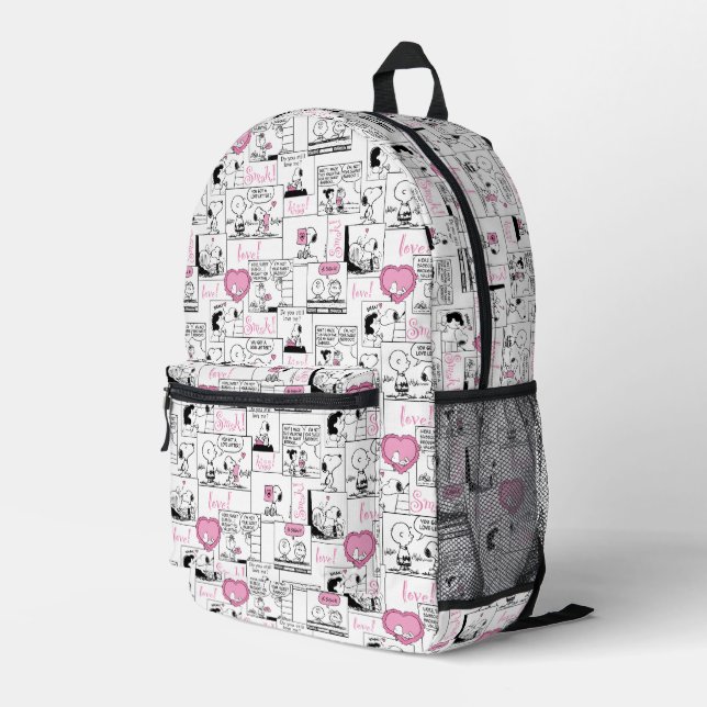 Peanuts | Valentine Heart Love Pattern Printed Backpack (Back Corner Right)