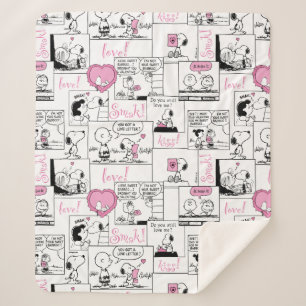Peanuts   Valentine Heart Love Pattern Sherpa Blanket