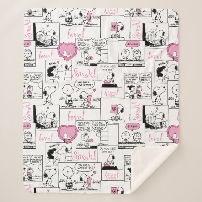 Peanuts | Valentine Heart Love Pattern Sherpa Blanket (Front)