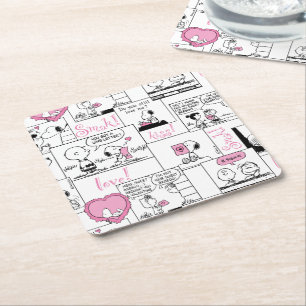 Peanuts Valentine Heart Love Pattern Square Paper Coaster