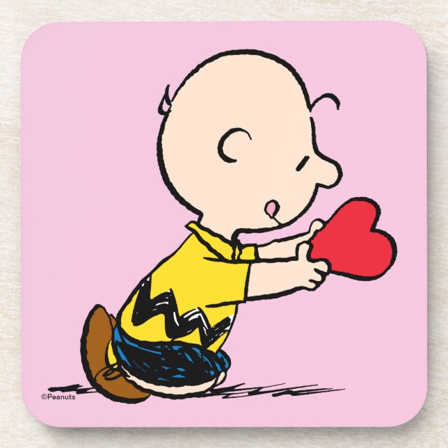 Peanuts | Valentine's Day Charlie Brown Red Heart Coaster (Front)