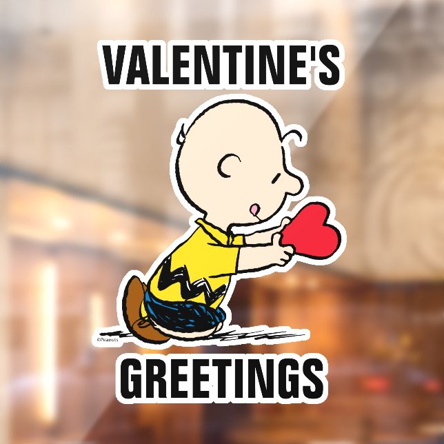 Peanuts | Valentine's Day Charlie Brown Red Heart Window Cling (Sheet 2)