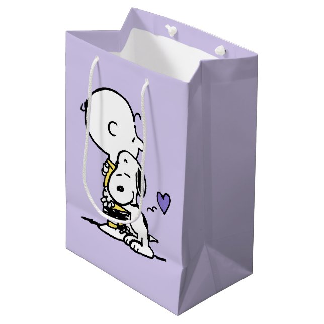 Peanuts | Valentine's Day | Charlie Brown & Snoopy Medium Gift Bag (Front Angled)