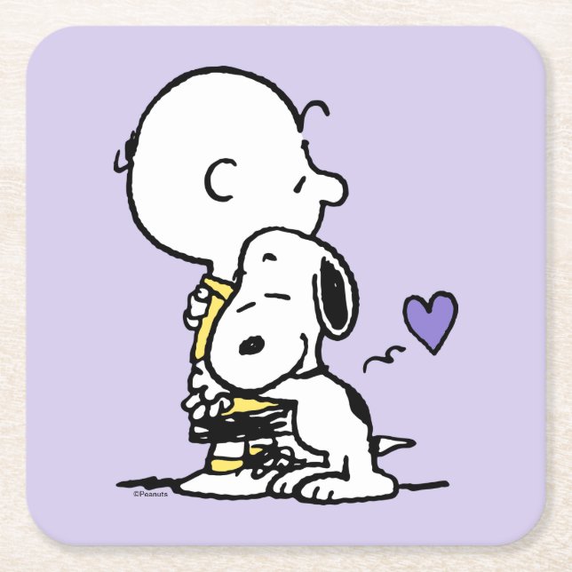 Peanuts | Valentine's Day | Charlie Brown & Snoopy Square Paper Coaster (Front)