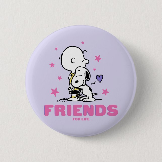Peanuts | Valentine's Day | Friends For Life 6 Cm Round Badge (Front)