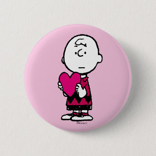 Peanuts   Valentine's Day   Heart Charlie Brown 6 Cm Round Badge
