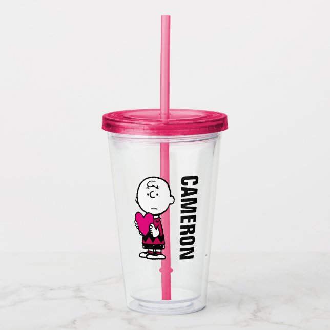 Peanuts | Valentine's Day | Heart Charlie Brown Acrylic Tumbler (Front)