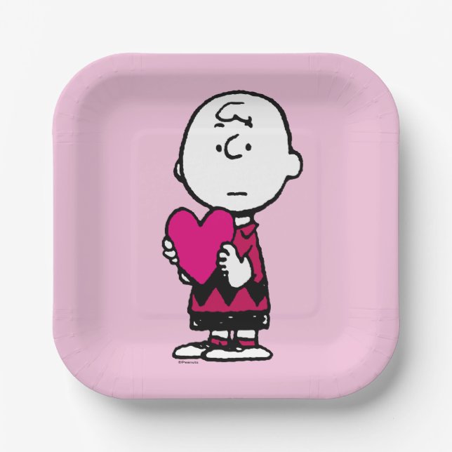 Peanuts | Valentine's Day | Heart Charlie Brown Paper Plate (Front)