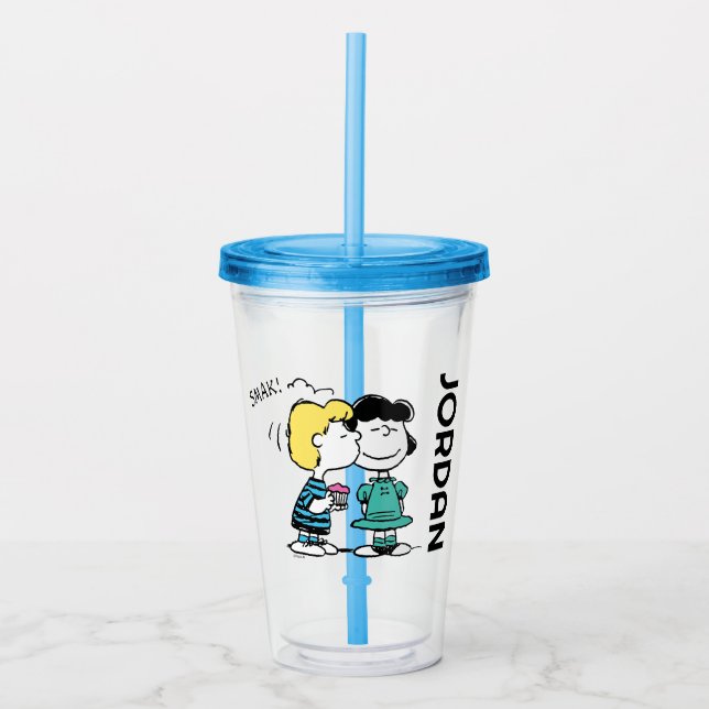 Peanuts | Valentine's Day | Lucy & Schroeder Kiss Acrylic Tumbler (Front)