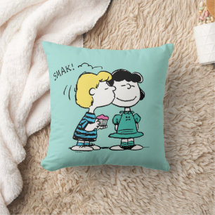Peanuts Valentine's Day Lucy & Schroeder Kiss Cushion