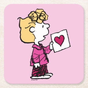 Peanuts   Valentine's Day   Sally Valentine Card Square Paper Coaster