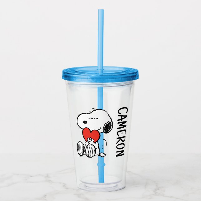 Peanuts | Valentine's Day | Snoopy Heart Hug Acrylic Tumbler (Front)