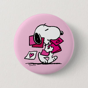 Peanuts Valentine's Day Snoopy With Valentines 6 Cm Round Badge