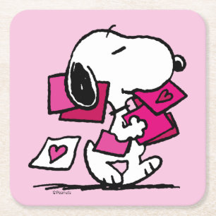 Peanuts   Valentine's Day   Snoopy With Valentines Square Paper Coaster