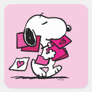 Peanuts Valentine's Day Snoopy With Valentines Square Sticker