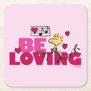 Peanuts   Valentine's Day   Woodstock Be Loving Square Paper Coaster