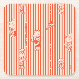 Peanuts   Vintage Happy Halloween Pattern Square Paper Coaster