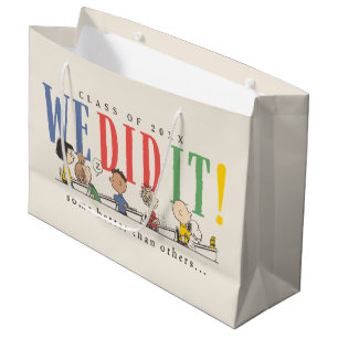 Peanuts We Did It Graduation Funny Quote Snoopy Large Gift Bag