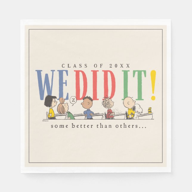 Peanuts We Did It Graduation Funny Quote Snoopy Napkin (Front)