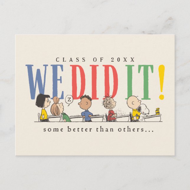 Peanuts We Did It Graduation Funny Quote Snoopy Postcard (Front)