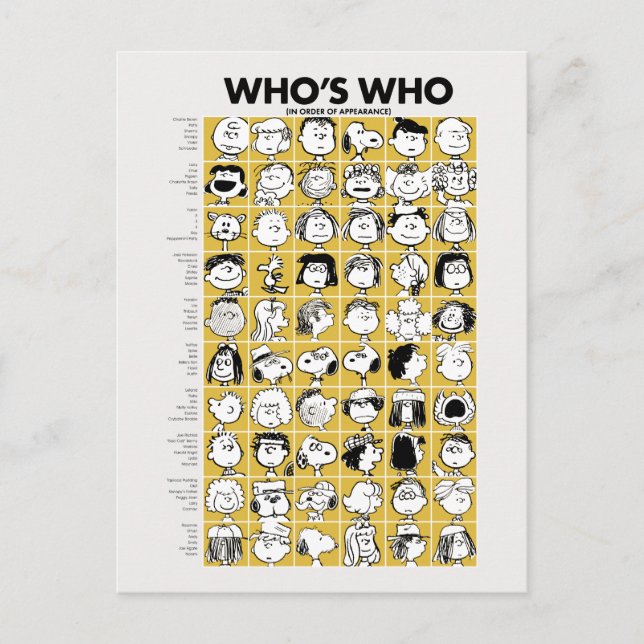 Peanuts | Who's Who Characters Postcard (Front)