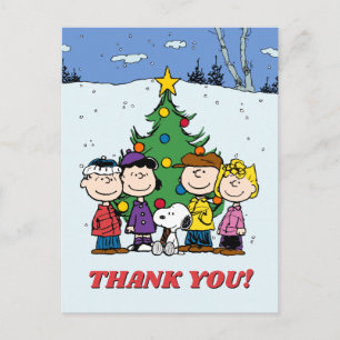 Peanuts   Winter Birthday Thank You Holiday Postcard