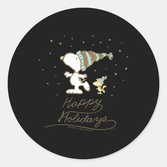 Peanuts Winter Skating  Classic Round Sticker (Front)