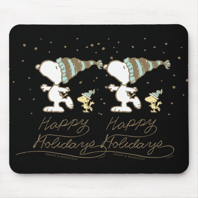 Peanuts Winter Skating T Shirt  Mouse Mat (Front)