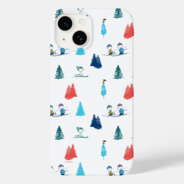 Peanuts | Winter Skiing the Slopes Pattern Case-Mate iPhone Case (Back)