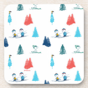 Peanuts   Winter Skiing the Slopes Pattern Coaster