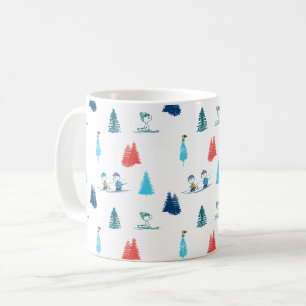 Peanuts Winter Skiing the Slopes Pattern Coffee Mug