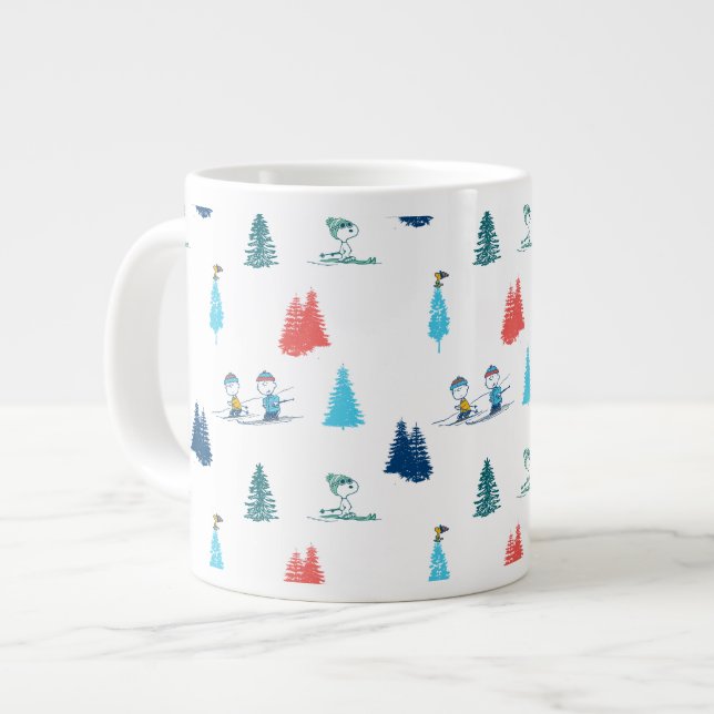 Peanuts | Winter Skiing the Slopes Pattern Large Coffee Mug (Front Left)