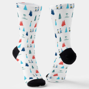 Peanuts Winter Skiing the Slopes Pattern Socks